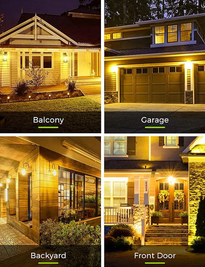 L LOHAS LED 40W Equivalent A19 Amber Porch Light Bulbs, 6W Dusk to Dawn Sensor Yellow Bug Light Bulbs for Outdoor, 2000K E26, 4 Pack