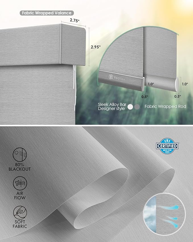 Yoolax Motorized Blinds with Remote, Room Darkening Smart Blinds Work with Alexa, Google, Automatic Roller Shades for Windows, Custom Electric Shades for Living Room Office (Shiny Grey)