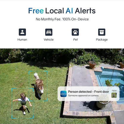 4K Security Camera Wireless Outdoor, Cameras for Home Security with Adjustable Solar Panel, AI Motion Detection, 24/7 Snapshot Recording, Color Night Vision, 2.4GHz WiFi, No Monthly Fee