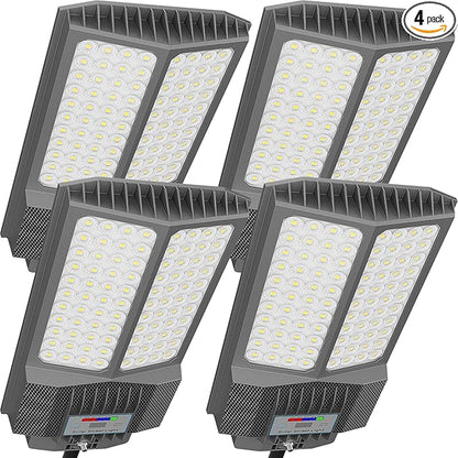 2025 New Solar Street Light, Solar Street Lights Outdoor Waterproof Dusk to Dawn 7000K LED Security Flood Light with Motion Sensor and Remote Control for Pathway, Entryway & Yard