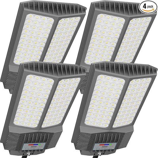 2025 New Solar Street Light, Solar Street Lights Outdoor Waterproof Dusk to Dawn 7000K LED Security Flood Light with Motion Sensor and Remote Control for Pathway, Entryway & Yard