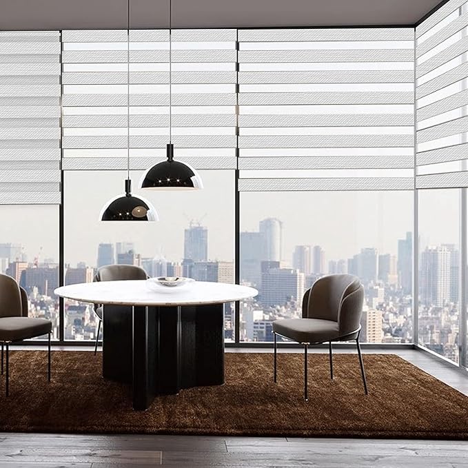 Blackout Motorized Zebra/Roller Shades – Blackout-Orlando BL29 Series Smart Remote Control Window Blinds