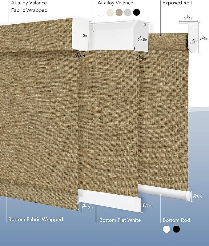 Motorized Blinds Compatible with Alexa Google 100% Blackout Smart Blind Automatic Window Roller Shades Remote Control Custom Size Double-Sided Fabric Coffee