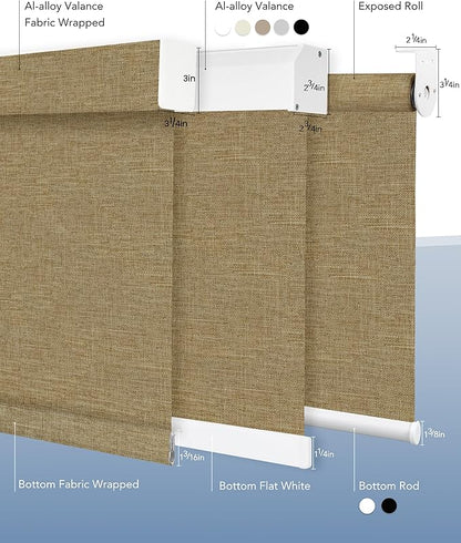 Motorized Blinds Compatible with Alexa Google 100% Blackout Smart Blind Automatic Window Roller Shades Remote Control Custom Size Double-Sided Fabric Coffee