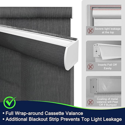 BERISSA Motorized Blinds with Remote,Light Filtering Smart Blinds for Windows,Solar Fabric,Remote Control,Thermal Insulated Automatic Blinds,Electric Blinds with USB/Solar Pannel.Solar Black