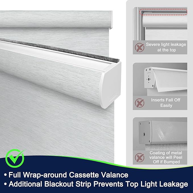 BERISSA Motorized Blinds with Remote,Blackout Smart Blinds for Windows,Jacquard Fabric,Remote Control,Thermal Insulated Automatic Blinds,Electric Blinds with USB/Solar Pannel.Black White