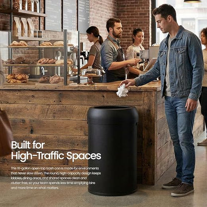 Home Zone Living 16 Gallon Commercial Trash Can with Removable Open Top Lid
