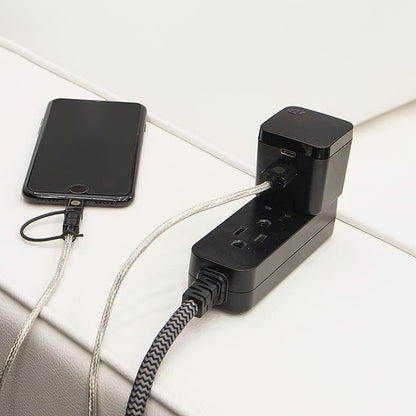 GE 3-Outlet Braided Power Strip Extension Cord with Multiple Outlets 8 Ft (Pack of 12)