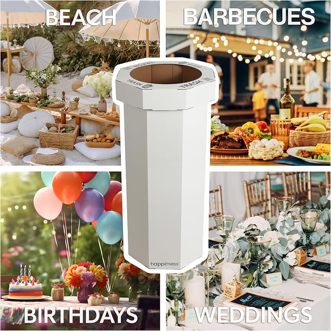 happimess Fleur 25 Gal Trash Can Bin, Limestone Beige, Set of 2