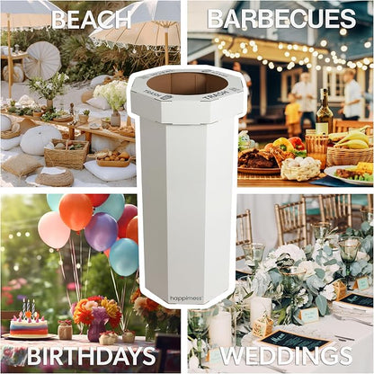 happimess Fleur 25 Gal Trash Can Bin, Limestone Beige, Set of 2