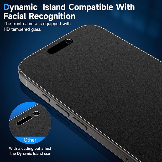 YWXTW 2 Pack Matte Privacy Screen Protector for iPhone 16 Pro, 28° Anti-Spy iPhone 16 Pro Privacy Screen Protector Anti-Glare & Anti-Fingerprint Case Friendly Tempered Glass Film, Bubble Free