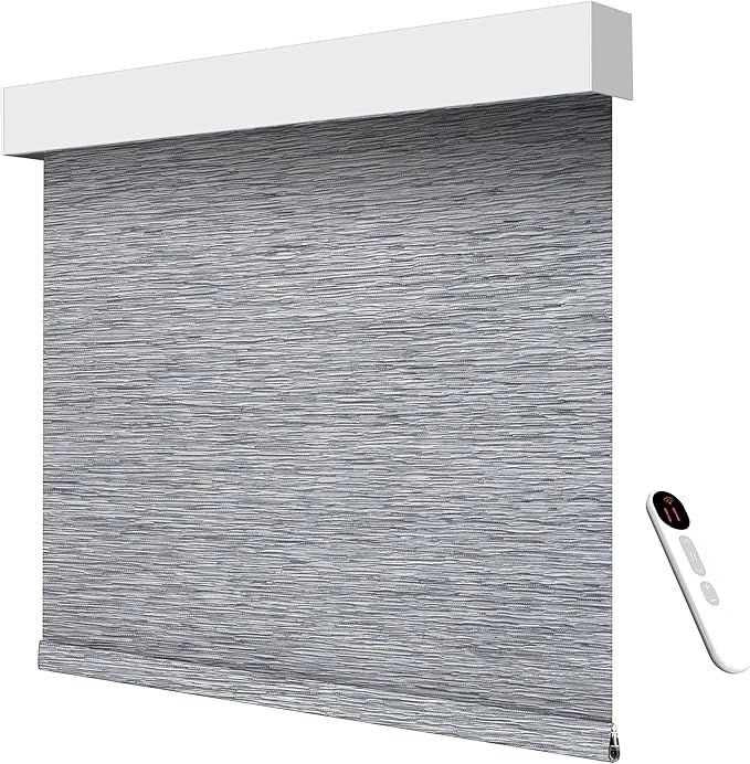 Motorized Light Filtering Roller Shades – Smart Electric Blinds for Living Room, Alexa Google Home Siri, Matter Compatible, Custom Window Shades, Cordless Rechargeable
