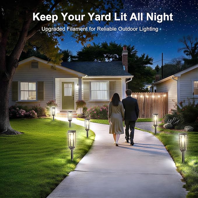 Solar Pathway Lights Outdoor Waterproof IP65, 4 Pack Cool White Solar Walkway Lights, Auto On/Off Outdoor Light for Lawn Garden Patio Driveway Decor Landscape Lighting
