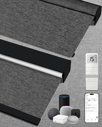 Kincmo Motorized Blinds with Remote,100% Blackout Motorized Roller Shades Work with Apple Homekit,Alexa,Google, Custom Electric Blinds with App,Voice Control (Eclipse Anchor Grey)