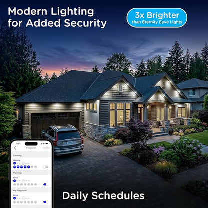 Enbrighten Accent Permanent Outdoor Lights, 100ft, 24 Lights, Smart | White Cord, RGBWIC LEDs, Weatherproof, Cuttable, Link to 200ft, Christmas, App Control, Works with Alexa & Google Home