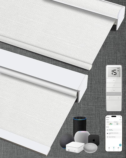 Kincmo Motorized Blinds with Remote,100% Blackout Motorized Roller Shades Work with Apple Homekit,Alexa,Google, Custom Electric Blinds with App,Voice Control (Dreamy White)