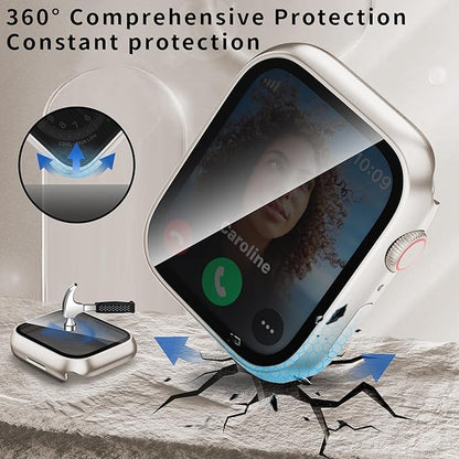 Waterproof Privacy Case Compatible with Apple Watch Series 11 10 46mm with Anti-peep Screen Protector, iWatch Face Cover Protective Bumper for iWatch Case 46mm Clear