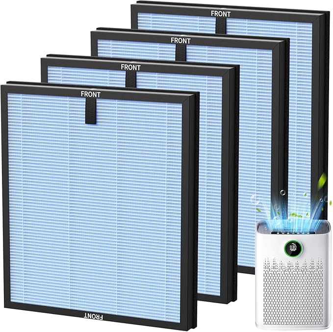 4-Pack HAP603 Replacement Filter Compatible With ECOSELF HAP603 & HAP603WF Air Purifier, 3-IN-1 Hepa Filter with Activated Carbon for Home Office, # RFHAP603, Blue