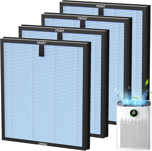 4-Pack HAP603 Replacement Filter Compatible With ECOSELF HAP603 & HAP603WF Air Purifier, 3-IN-1 Hepa Filter with Activated Carbon for Home Office, # RFHAP603, Blue