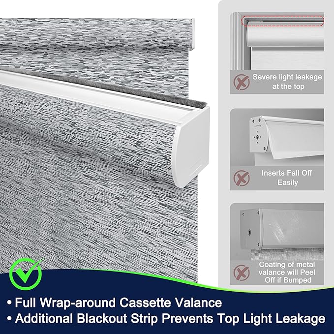 BERISSA Motorized Blinds with Remote,Blackout Smart Blinds for Windows,Jacquard Fabric,Remote Control,Thermal Insulated Automatic Blinds,Electric Blinds with USB/Solar Pannel.Maze Black