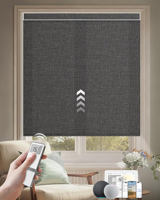 Kincmo Motorized Blinds with Remote, Light Filtering Roller Shades Work with Apple Homekit,Alexa,Google Home, Custom Electric Blinds with App,Voice Control (75% Blackout Classic Shadow)
