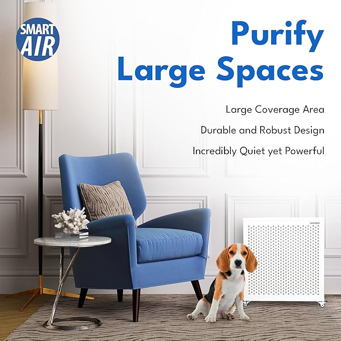 Smart Air (aka Smart Health) Blast Mini Mk II Air Purifier for Large Rooms up to 3,075 sq ft / 30 mins, 36-49 dBA, CARB Certified, True H13 HEPA Filter for Dust, Allergens, Pet Hair