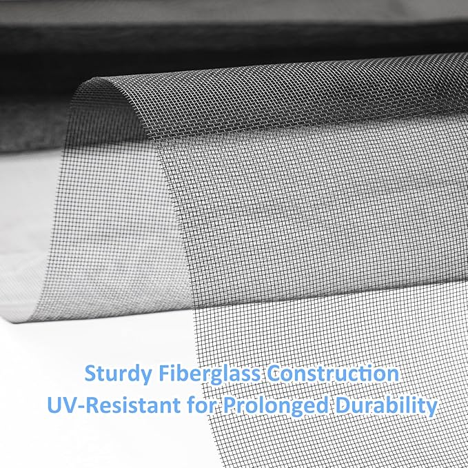 59"x79" Window Screen Mesh, Fiberglass Window Screen, Screen Door Mesh, Windows Screens and Screen Door Replacement, Patio Screen Mesh- Black