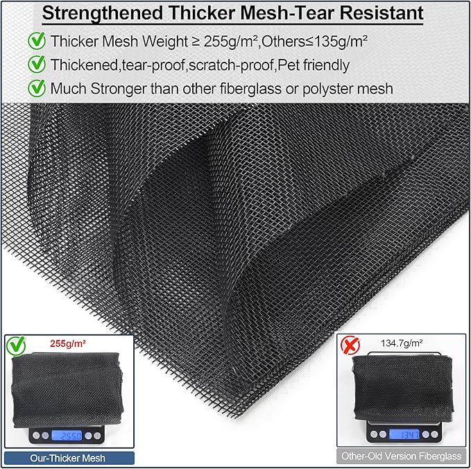 Upgraded Magnetic Screen Door Thicker 255g/㎡ Reinforced Mesh,Reversible Left Right Side Opening,Fit Door Size 36 x 80 Inch,Retractable Door Screen Magnetic Closure,Door Curtain for Single Front Door