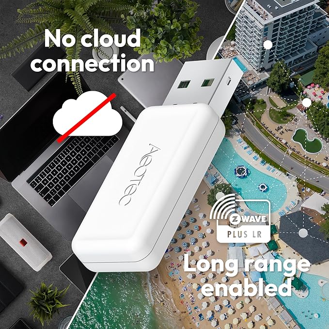 Z-Stick 10 Pro - Zigbee 3.0 & Z-Wave 800 Series USB Adapter - Works with HomeAssistant - Zigbee2MQTT - Z-Wave Controller - Z-Wave Long Range - Up to 1 Mile Wireless Range - cloudfree