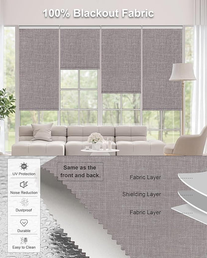 Motorized Blinds with Remote Control, Smart Blackout Automatic Blinds Work with Homekit Alexa Google Home, Rechargeable Electric Window Roller Shades with Valance, Customized Size (Texture Brown)