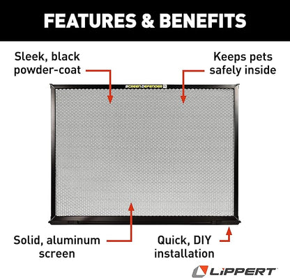 Lippert 859792 Screen Defender RV Entry Door Screen Protector, 26-inch Door (22.5" Screen Kit) , Black