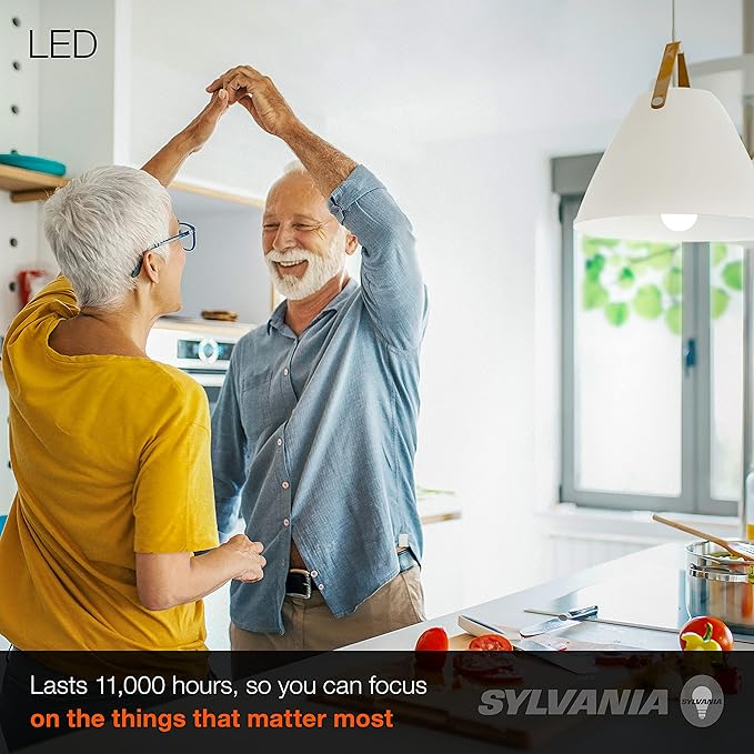Sylvania LED A19 Light Bulb, 75W Equivalent, Efficient 12W, Medium Base, Frosted Finish, 1100 Lumens, 5000K, Daylight - 4 Pack (78100)