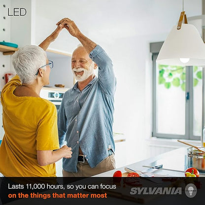 Sylvania LED A19 Light Bulb, 75W Equivalent, Efficient 12W, Medium Base, Frosted Finish, 1100 Lumens, 5000K, Daylight - 4 Pack (78100)