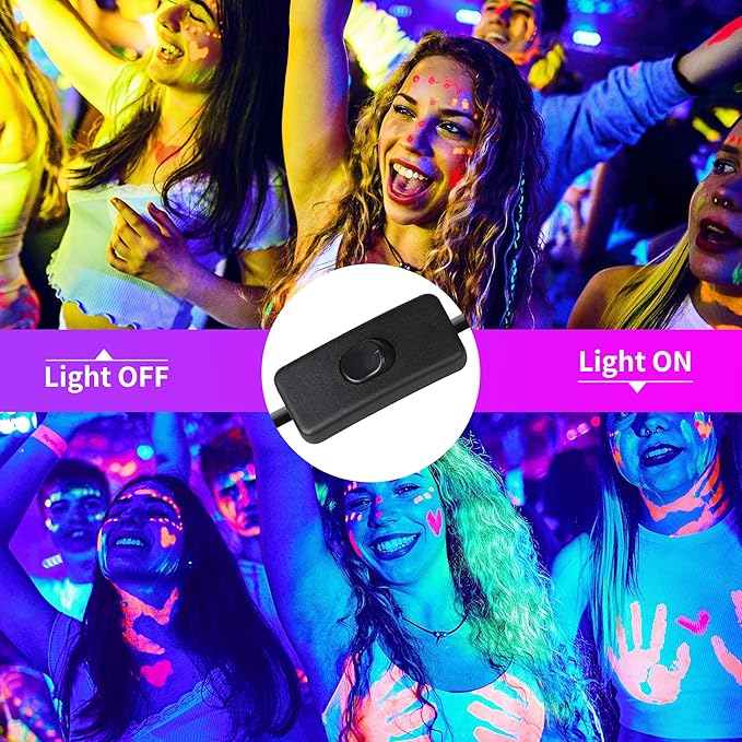 YQNLIFA Black Light Bar, 15W 1FT Magnetic LED Black Lights with 5FT Cord, Portable Blacklights for Glow Party, Fluorescent Poster, Body Paint, Halloween Decorations, Room, Stage Lighting, 2 Pack