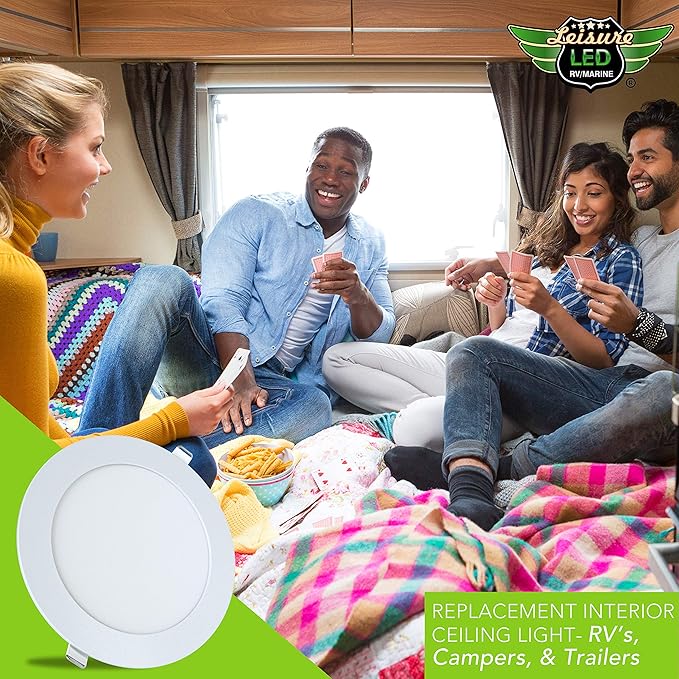 5 Pack Leisure LED RV Boat Recessed Ceiling Light 720 Lumen Super Slim LED Panel Light DC 12V 5.75" 9W Full Aluminum Downlights (Natural White)
