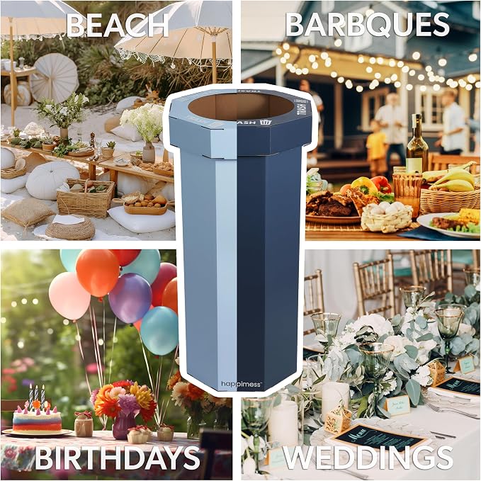happimess Fleur 25 Gal Trash Can Bin, Tide Pool Blue/Denim Blue, Set of 2