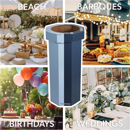 happimess Fleur 25 Gal Trash Can Bin, Tide Pool Blue/Denim Blue, Set of 2
