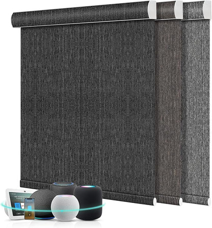Aprilsmart Motorized Blinds with Remote,Compatible with Apple HomeKit Alexa Google Home- Voice and app Control,Motorized Roller Shades 100% Blackout Custom Size(Baltimore Flint-27)