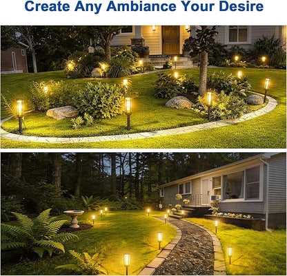 Solar Pathway Lights Outdoor Waterproof IP65, 2 Pack Warm White Solar Walkway Lights, Auto On/Off Outdoor Light for Lawn Garden Patio Driveway Decor Landscape Lighting