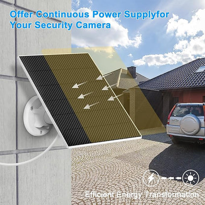 DCT Solar Panel for Security Camera, 5W with Micro USB & Type-C Port, IP65 Waterproof Outdoor DC 5V Rechargeable Battery 360° Adjustable Mounting Bracket, 10ft Cable, Black, 6.6*4.85*1.5IN, S5