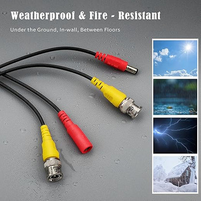 1 Pack 50ft BNC Video Power Cable Security Camera Cable Wire Cord for CCTV DVR Surveillance System with Connectors (BNC Female and BNC to RCA) (Black, 50FT)