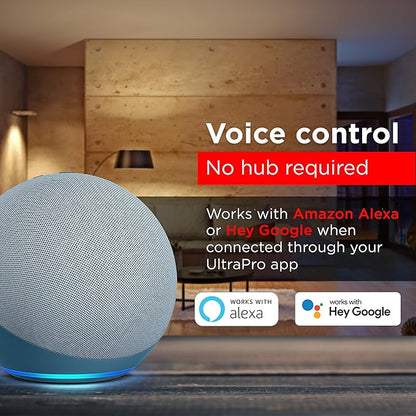 UltraPro Wi-Fi LED Smart Light Bulb, A19, 60W Equivalent, RGB, Color Changing, White Select Tunable 2700K - 6500K, Dimmable, 2.4GHz Router Required, Circadian Rhythm, Easy-to-Use App, 51444