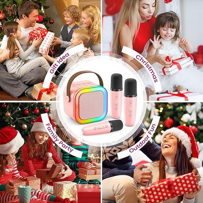Mini Karaoke Machine for Kids Adults, 2026 TOP Birthday Gifts for Girls Boys 3,4,5,6,7,8+Year Old Toddler Toys, Portable Bluetooth Speaker with 2 Wireless Karaoke Microphones Player (Lavender)