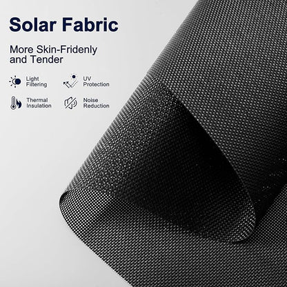 BERISSA Motorized Blinds with Remote,Light Filtering Smart Blinds for Windows,Solar Fabric,Remote Control,Thermal Insulated Automatic Blinds,Electric Blinds with USB/Solar Pannel.Solar Black