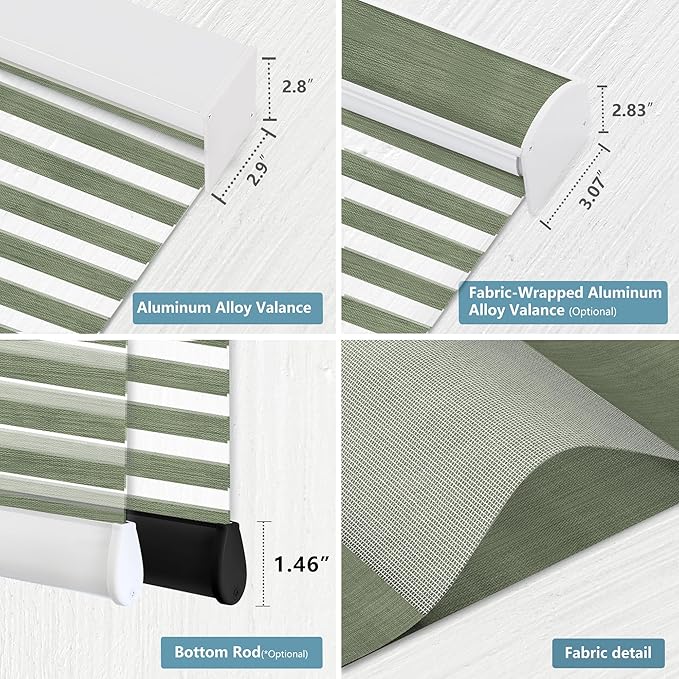 Bringnox Smart Motorized Zebra Roller Blinds - 85% Blackout, Remote Control, Works with HomeKit, Google Home & Alexa via Hub, Custom Size