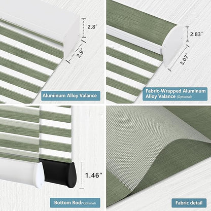 Bringnox Smart Motorized Zebra Roller Blinds - 85% Blackout, Remote Control, Works with HomeKit, Google Home & Alexa via Hub, Custom Size