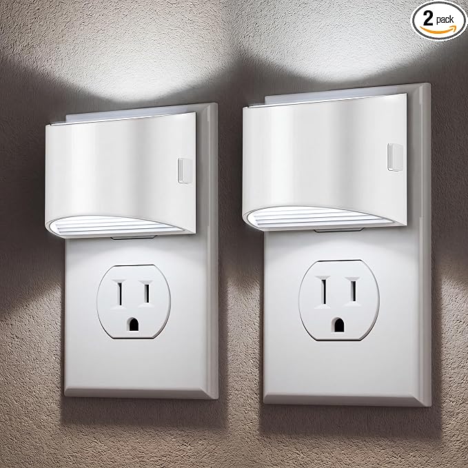 DORESshop Night Light, Night Lights Plug into Wall, Adjustable, 5000K | 3 Level Brightness Adjustable Night Light, Dusk to Dawn Sensor Nightlights for Adults, Bedroom, Bathroom, Hallway, 2 packs