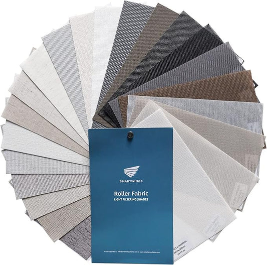 SmartWings Motorized Light Filtering Shades, Work with Matter Thread Apple Homekit, Alexa SmartThings Google, Cordless Window Shades with Remote Control, Rechargeable, Custom Size, Fabric Sample