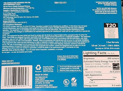Ecosmart Smart Bulb 65W Replacement LED BR30 2-Pack with Zigbee Voice Control