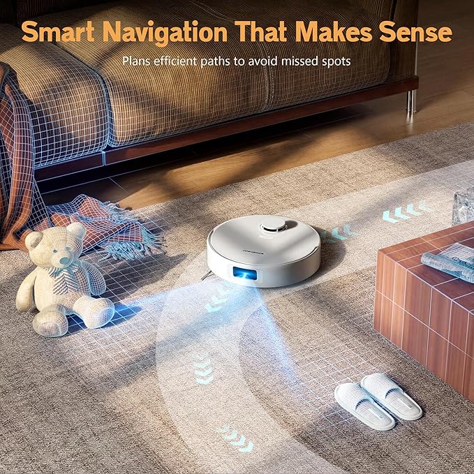 K90L Robot Vacuum and Mop Combo for Pet Hair, Dual Spinning Mops with Self-Cleaning and Warm Air Drying, LiDAR Navigation with No-Go Zones, App & Alexa Control, for Carpet and Hard Floors